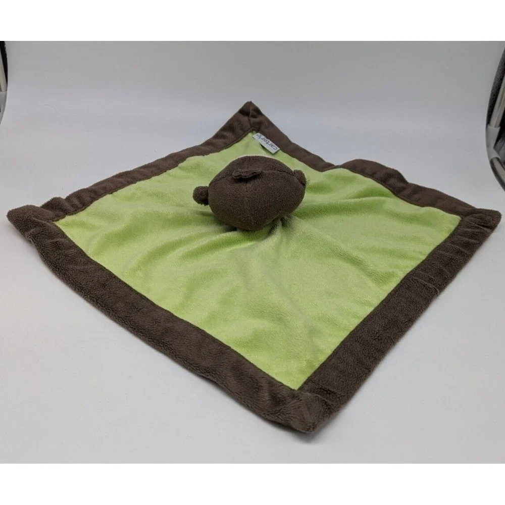 Carters Monkey Green Brown Baby Boy Girl Security Blanket Lovey 13